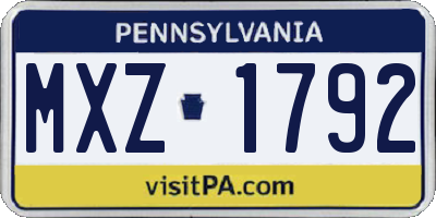 PA license plate MXZ1792