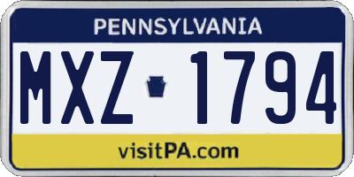 PA license plate MXZ1794