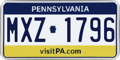 PA license plate MXZ1796