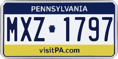 PA license plate MXZ1797