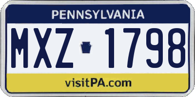 PA license plate MXZ1798