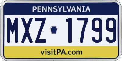 PA license plate MXZ1799