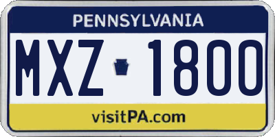 PA license plate MXZ1800