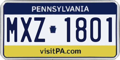 PA license plate MXZ1801