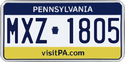 PA license plate MXZ1805