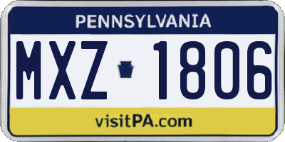 PA license plate MXZ1806