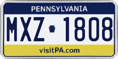 PA license plate MXZ1808