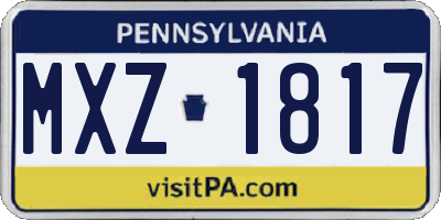 PA license plate MXZ1817