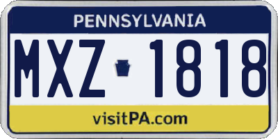 PA license plate MXZ1818