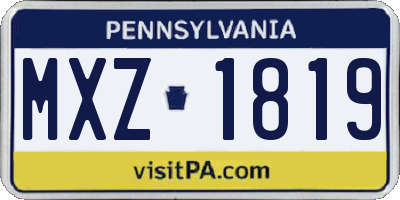 PA license plate MXZ1819