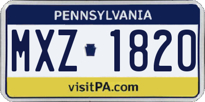 PA license plate MXZ1820