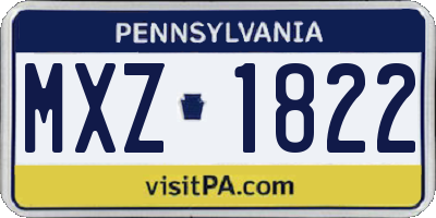 PA license plate MXZ1822