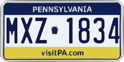 PA license plate MXZ1834