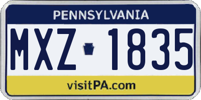 PA license plate MXZ1835