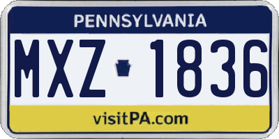 PA license plate MXZ1836