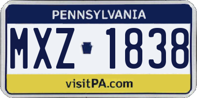PA license plate MXZ1838