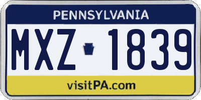 PA license plate MXZ1839