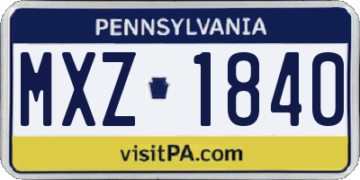PA license plate MXZ1840