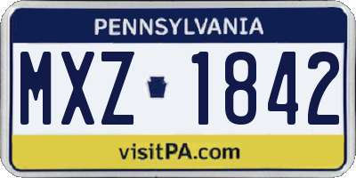 PA license plate MXZ1842