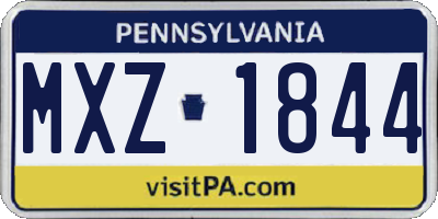 PA license plate MXZ1844