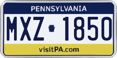 PA license plate MXZ1850