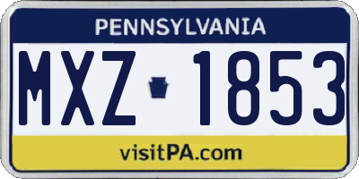 PA license plate MXZ1853