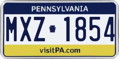 PA license plate MXZ1854
