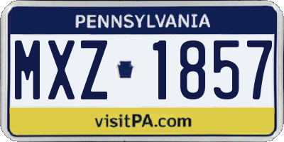 PA license plate MXZ1857