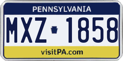 PA license plate MXZ1858