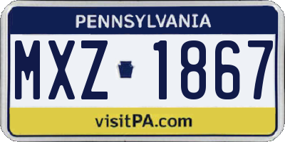 PA license plate MXZ1867