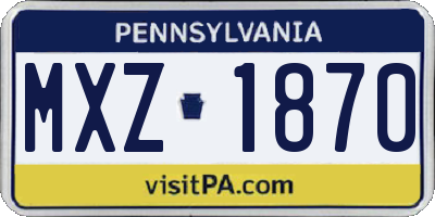 PA license plate MXZ1870