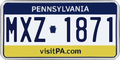 PA license plate MXZ1871