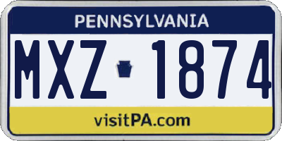 PA license plate MXZ1874