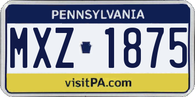 PA license plate MXZ1875