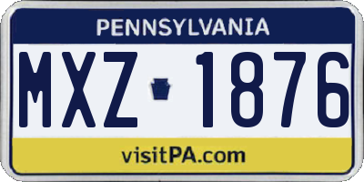 PA license plate MXZ1876