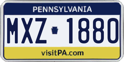 PA license plate MXZ1880