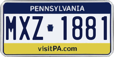 PA license plate MXZ1881