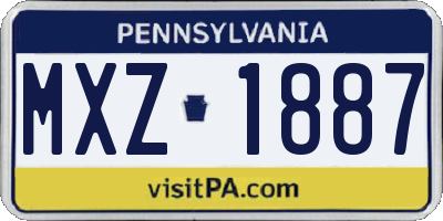 PA license plate MXZ1887