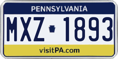 PA license plate MXZ1893