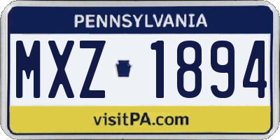 PA license plate MXZ1894