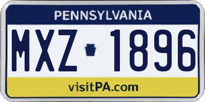 PA license plate MXZ1896