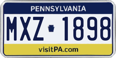 PA license plate MXZ1898