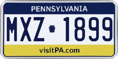 PA license plate MXZ1899