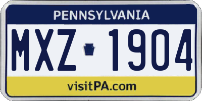 PA license plate MXZ1904