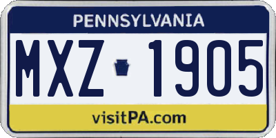 PA license plate MXZ1905