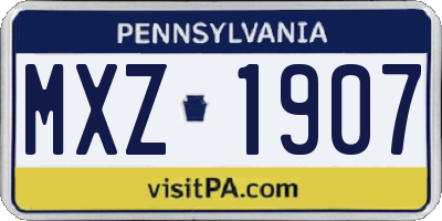 PA license plate MXZ1907