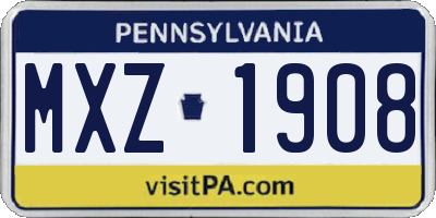 PA license plate MXZ1908