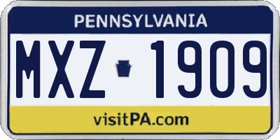 PA license plate MXZ1909