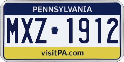 PA license plate MXZ1912