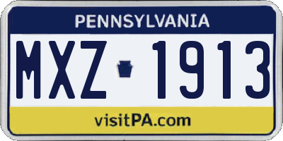 PA license plate MXZ1913